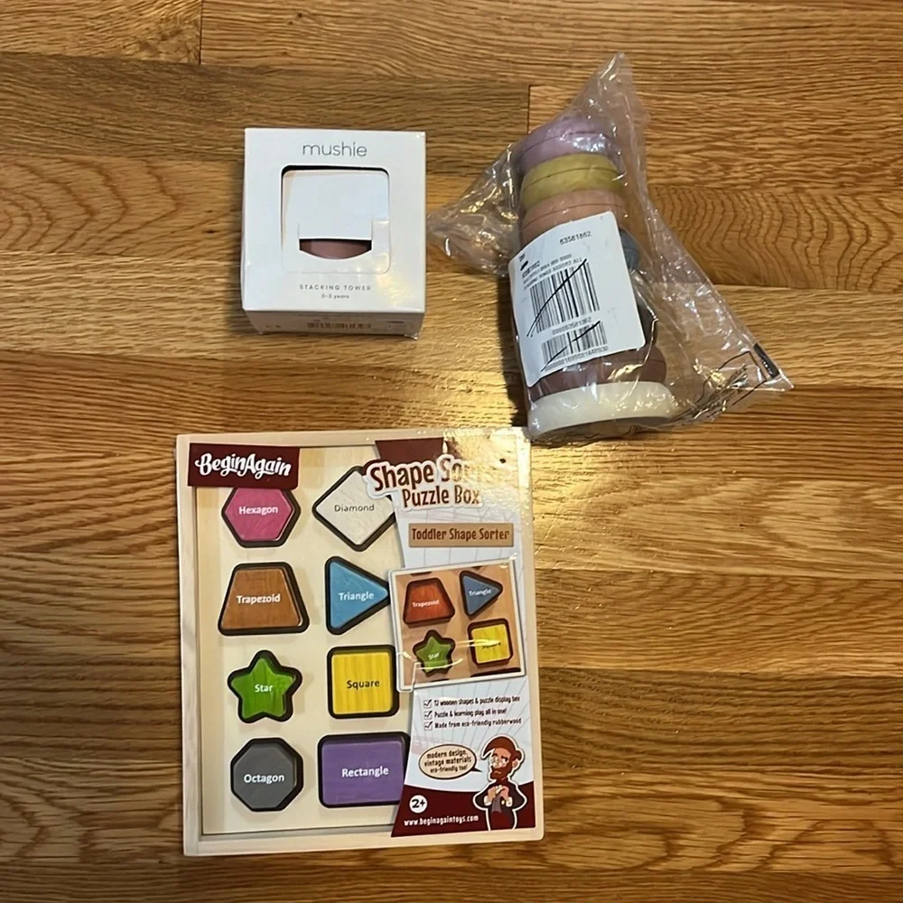Anthropologie Stacking Cups, Stacking Rings, and Shape Sorter Puzzle NEW